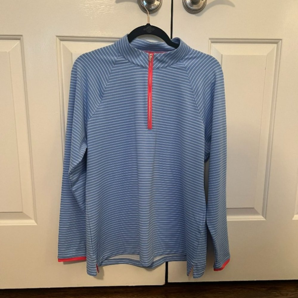Peter Millar Baby Blue and White Ladies Golf Jacket 50+UPF
